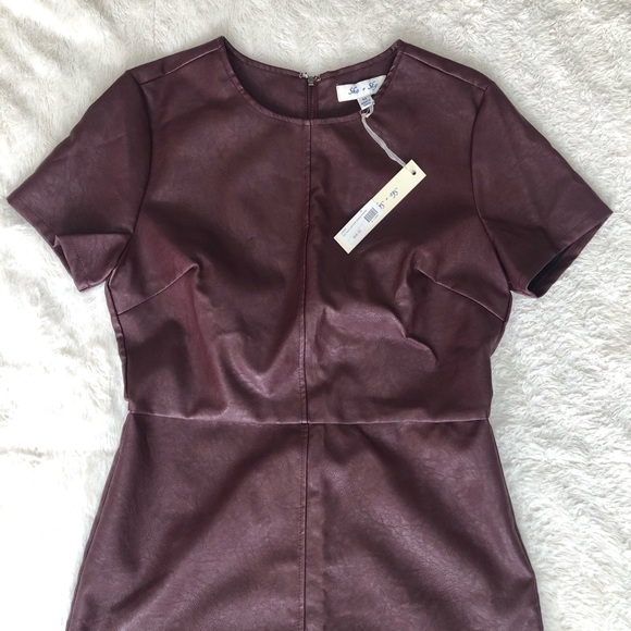 She / Sky Dress Medium N. W. T. Faux Leather Wine Color - Picture 4 of 11